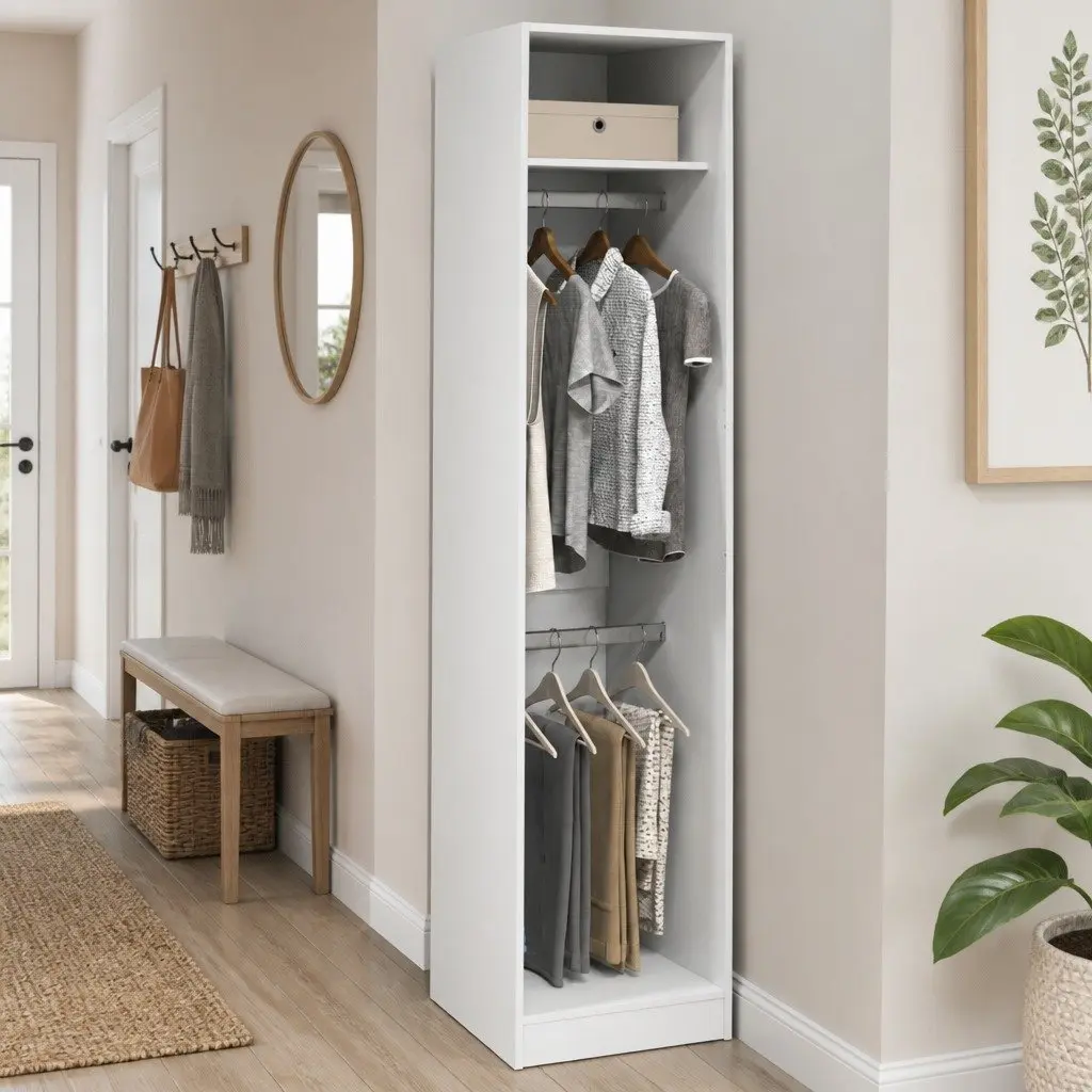 Wardrobe Cupboard Storage Cabinet 50x50x200 cm 2 Compartments White