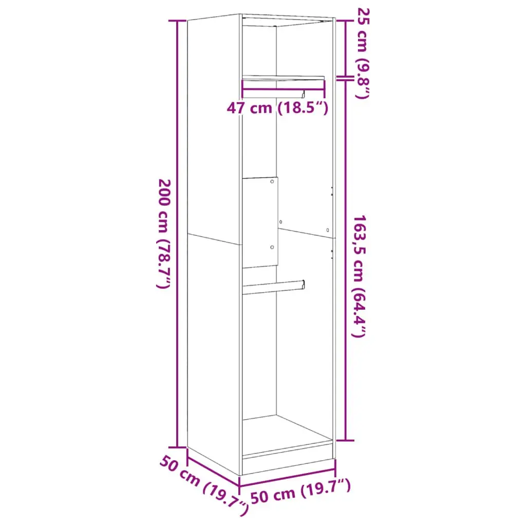 Wardrobe Cupboard Storage Cabinet 50x50x200 cm 2 Compartments White