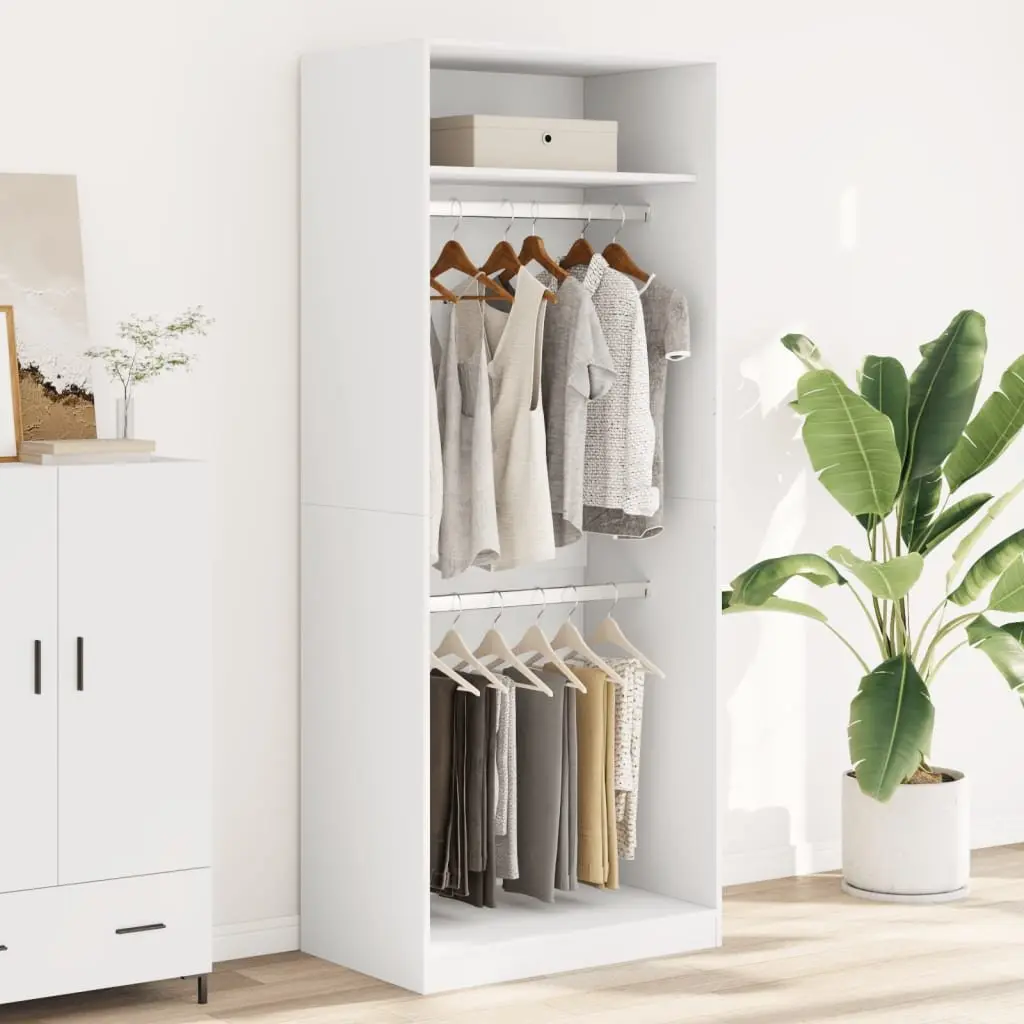 Wardrobe Storage Cupboard 80x50x200 cm White 2 Compartments Engineered Wood