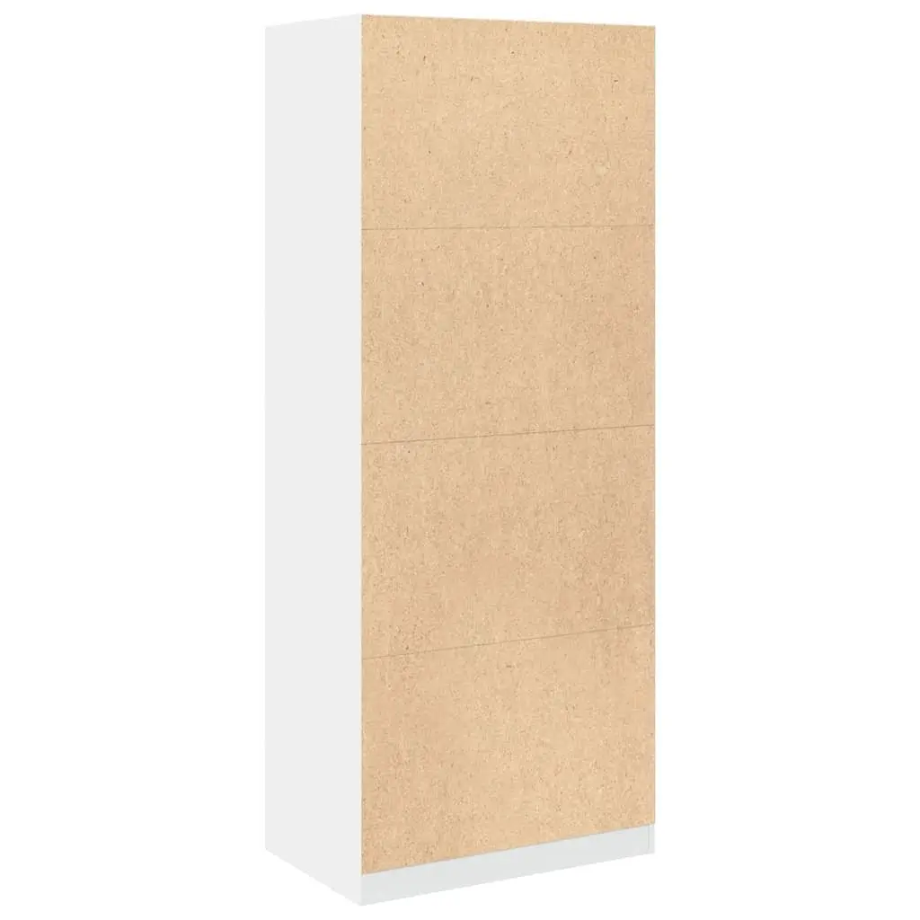 Wardrobe Storage Cupboard 80x50x200 cm White 2 Compartments Engineered Wood