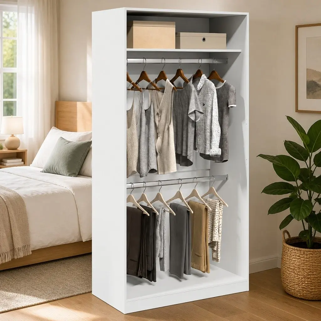 Wardrobe Cupboard Storage 100x50x200cm Engineered Wood White