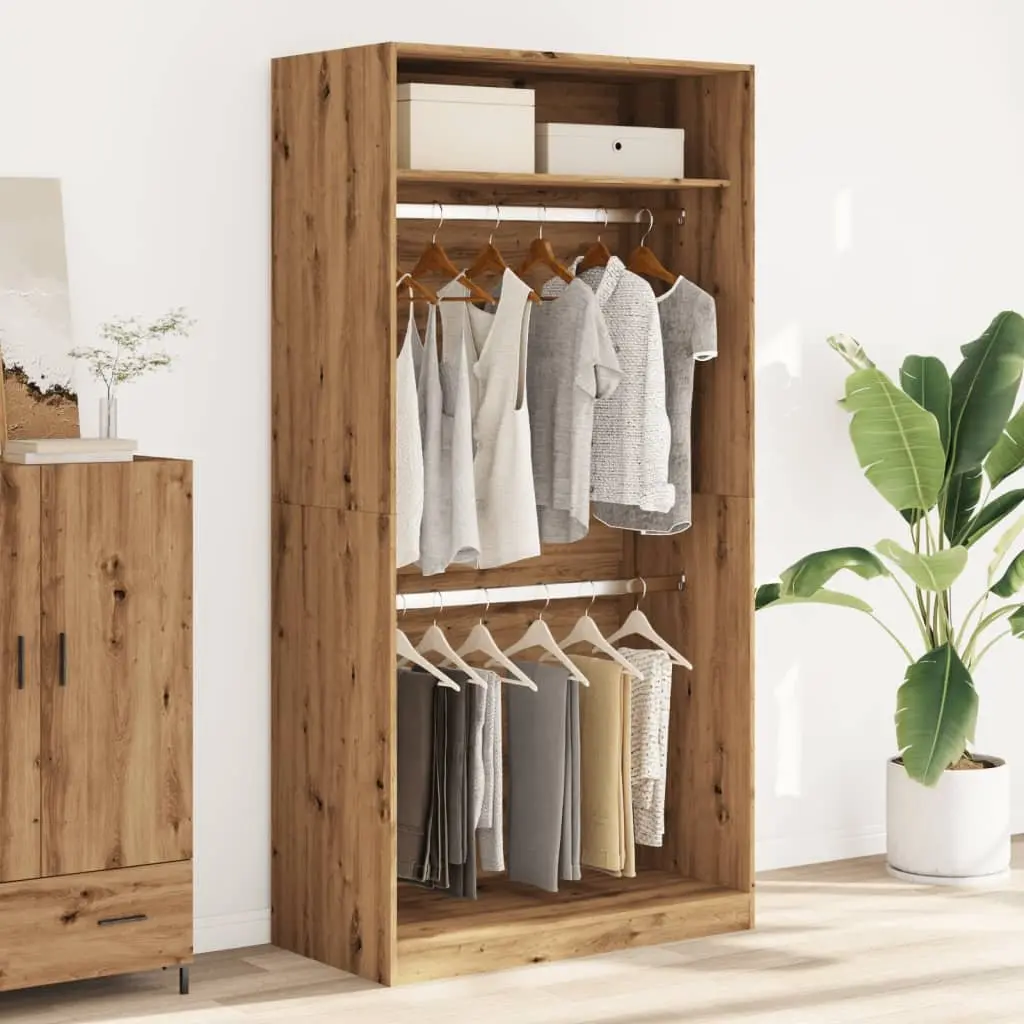 Wardrobe Cupboard Storage 100x50x200cm Brown Engineered Wood 2 Compartments