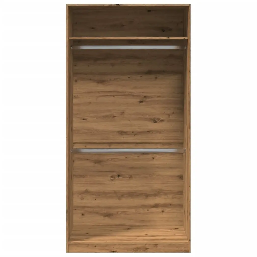 Wardrobe Cupboard Storage 100x50x200cm Brown Engineered Wood 2 Compartments