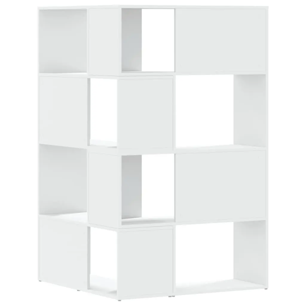 Corner Bookcase 4-Tier White 85x85x140cm Engineered Wood Shelving Storage Unit