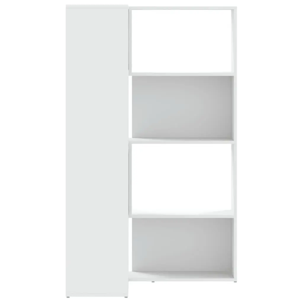 Corner Bookcase 4-Tier White 85x85x140cm Engineered Wood Shelving Storage Unit