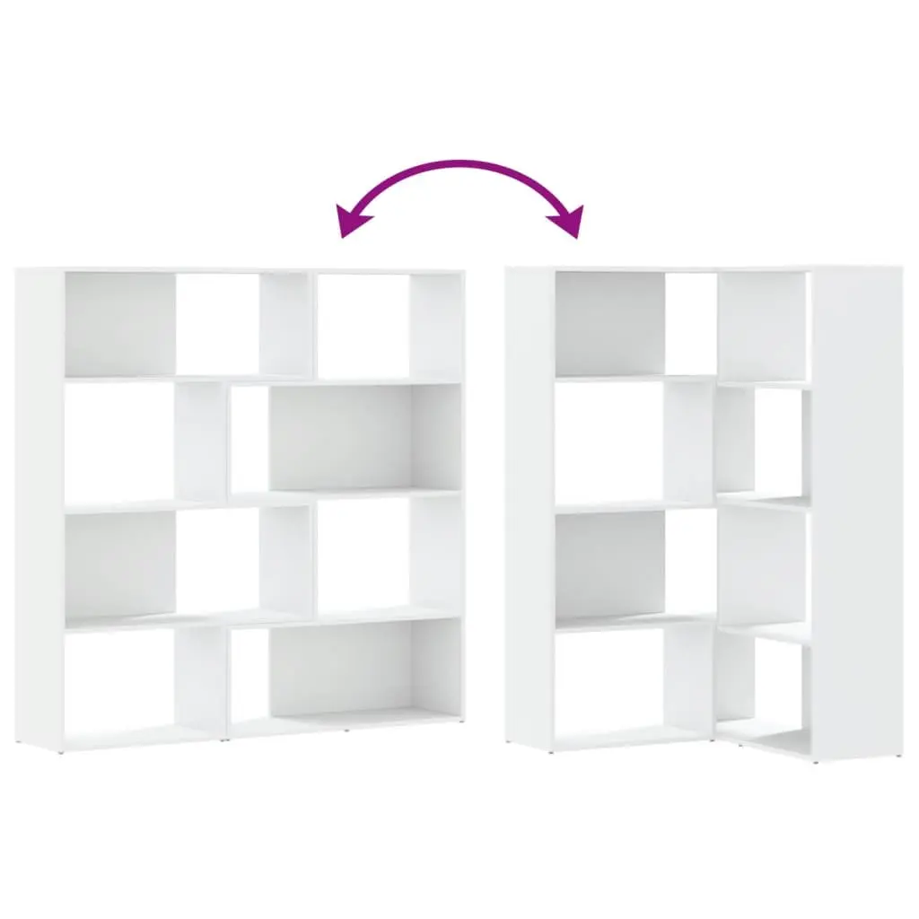 Corner Bookcase 4-Tier White 85x85x140cm Engineered Wood Shelving Storage Unit