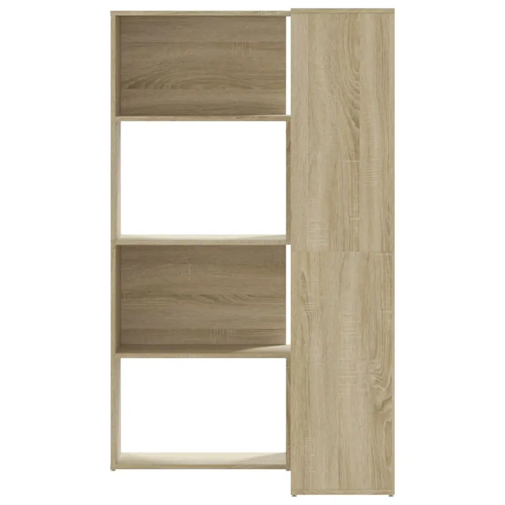 Corner Bookcase 4-Tier Shelving Unit Sonoma Oak Brown Engineered Wood Display Stand