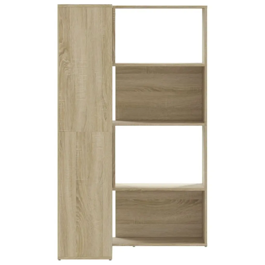 Corner Bookcase 4-Tier Shelving Unit Sonoma Oak Brown Engineered Wood Display Stand