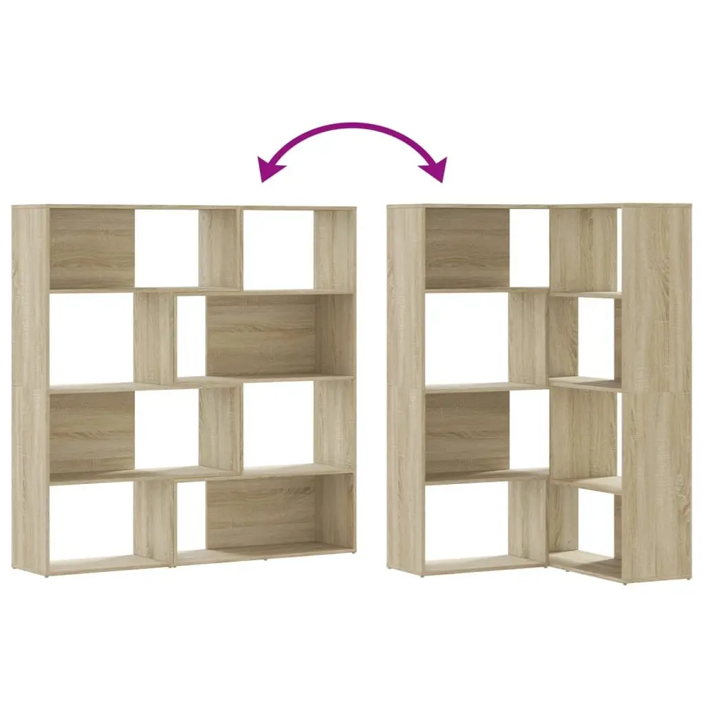 Corner Bookcase 4-Tier Shelving Unit Sonoma Oak Brown Engineered Wood Display Stand