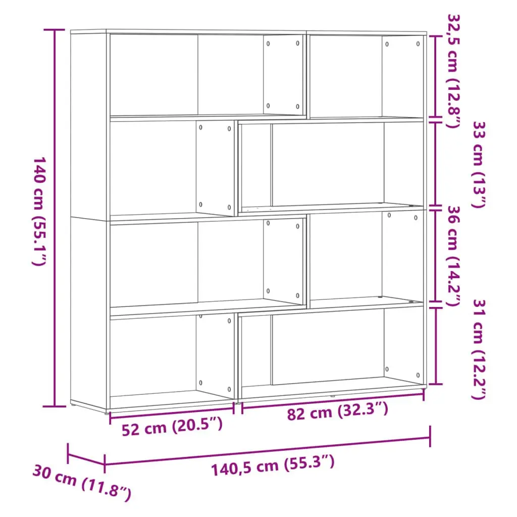 Corner Bookcase 4-Tier Engineered Wood Shelving Unit 85x85x140cm Brown