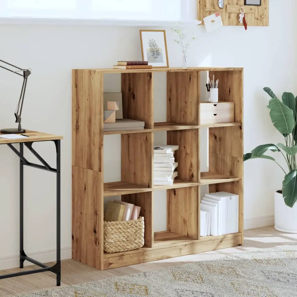 Bookcase Storage Shelving Unit 9 Compartment Brown Engineered Wood