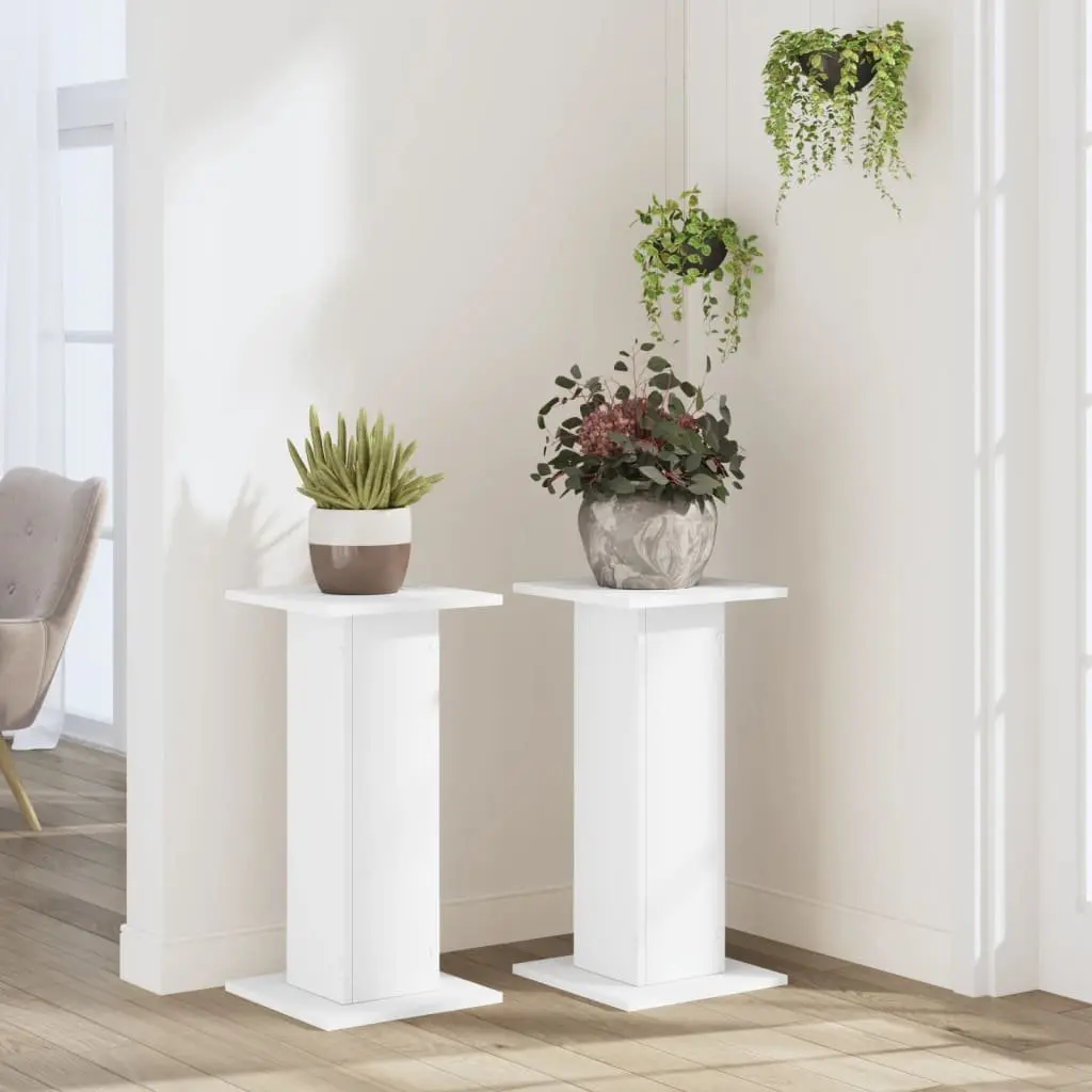 Plant Stands Flower Display Stand 30x30x60 cm White Engineered Wood 2 pcs