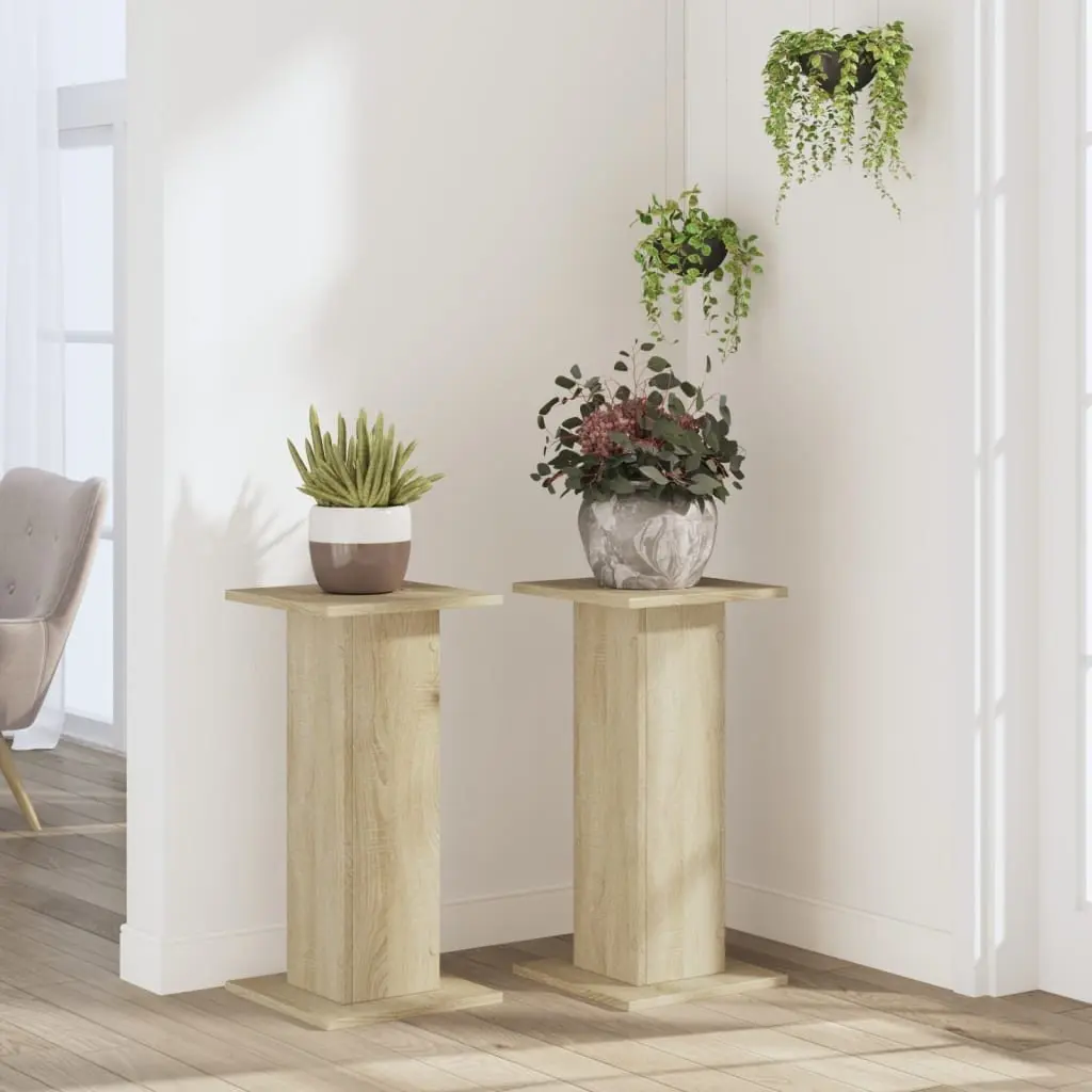 Plant Stands 2 pcs Flower Display Stand 30x30x60 cm Brown Engineered Wood
