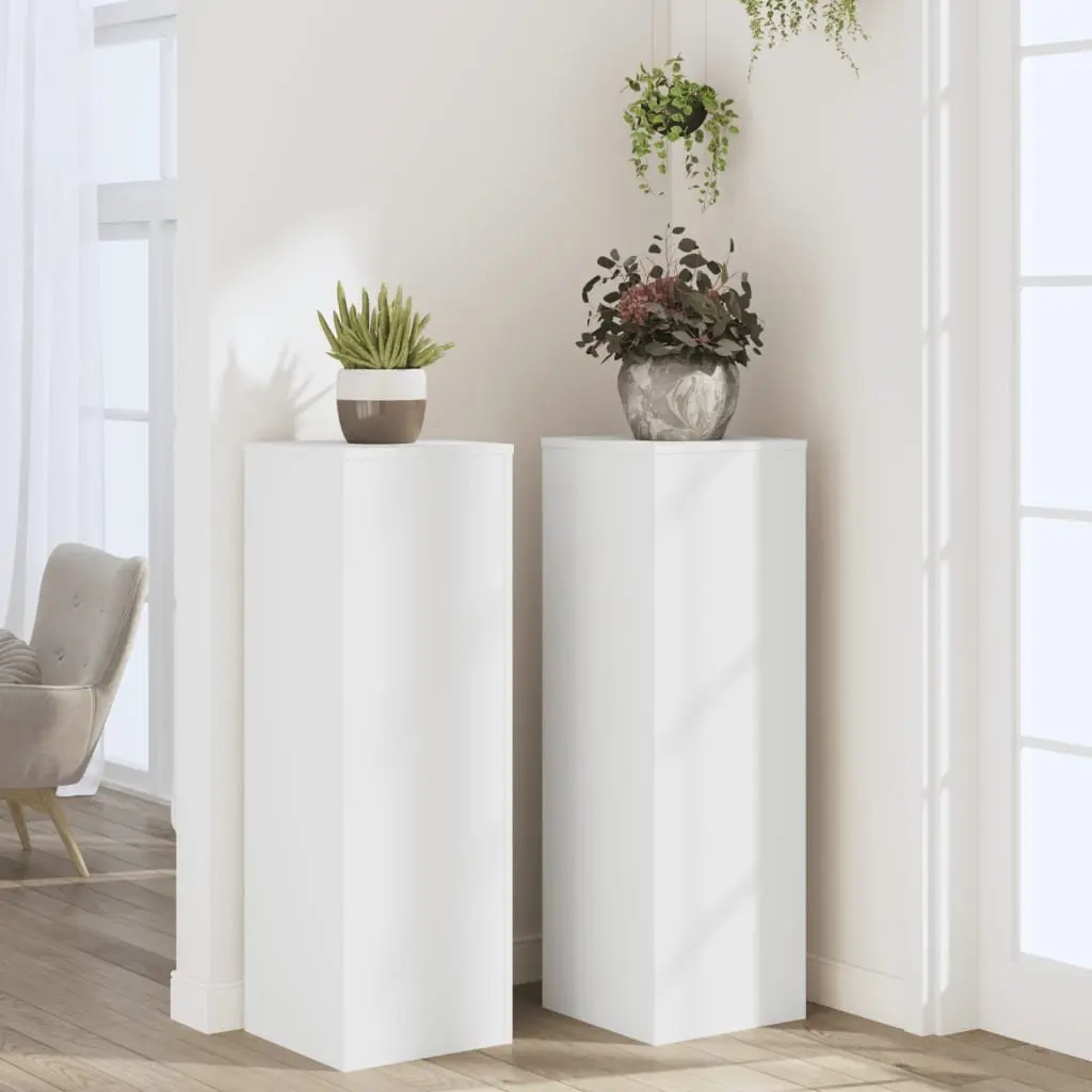 Plant Stands Flower Display Stand 33x33x100 cm White 2 Piece Engineered Wood