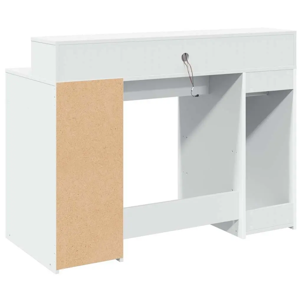 White LED Desk with RGB Lighting and Ample Storage