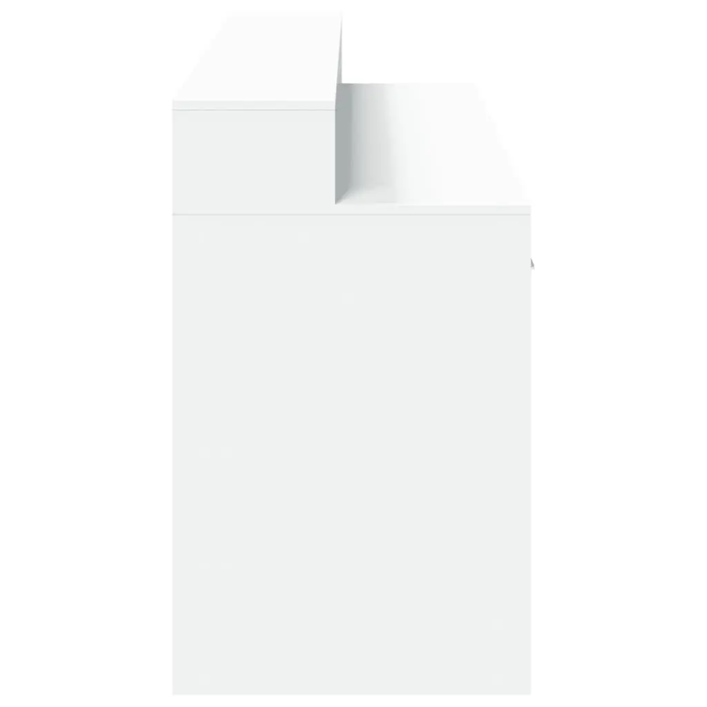 White Office Desk with RGB LED Lights Storage Drawers Engineered Wood