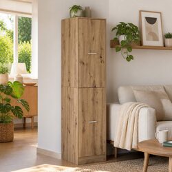 Warm and Practical Brown Engineered Wood Storage Cabinet