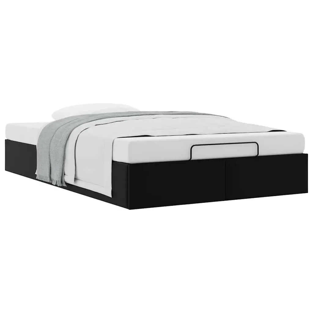 Ottoman Storage Bed Frame King Single Black Faux Leather Lift Mechanism