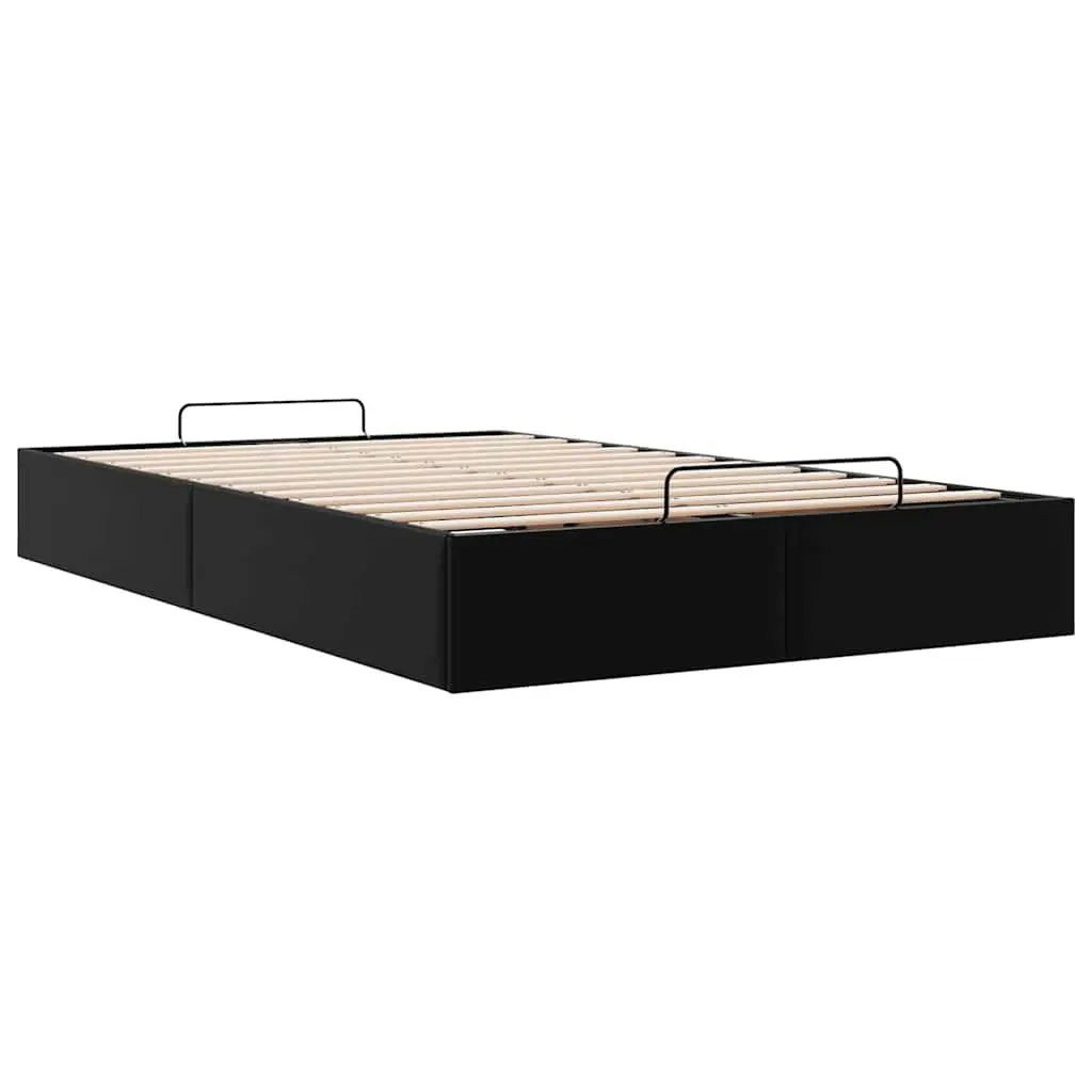 Ottoman Storage Bed Frame King Single Black Faux Leather Lift Mechanism