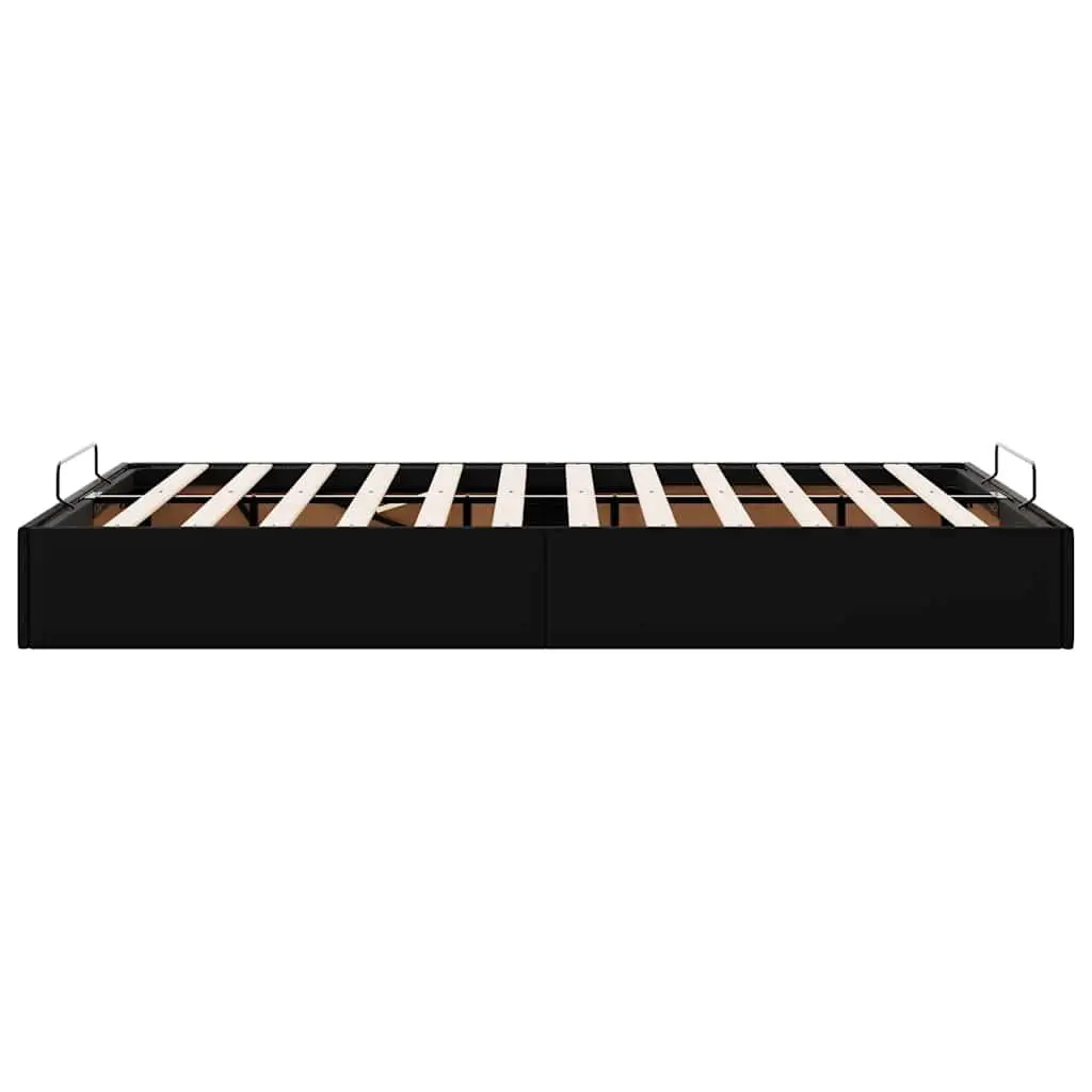 Ottoman Storage Bed Frame King Single Black Faux Leather Lift Mechanism