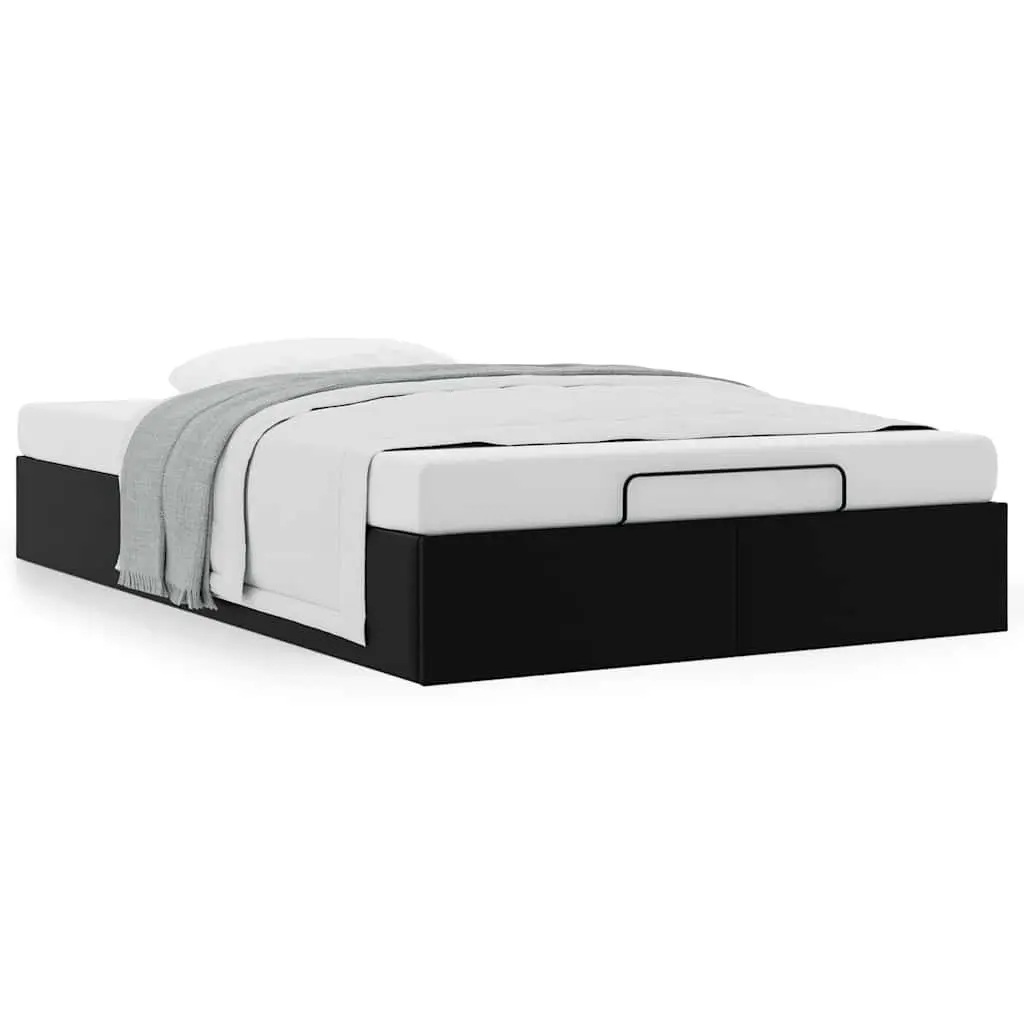 Ottoman Storage Bed Frame King Single Black Faux Leather Lift Mechanism