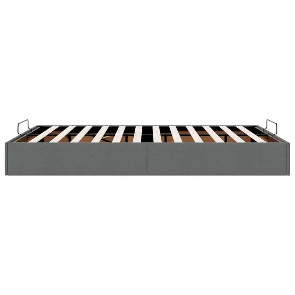 Ottoman Storage Bed Frame Queen Grey Fabric Lift-Up Base
