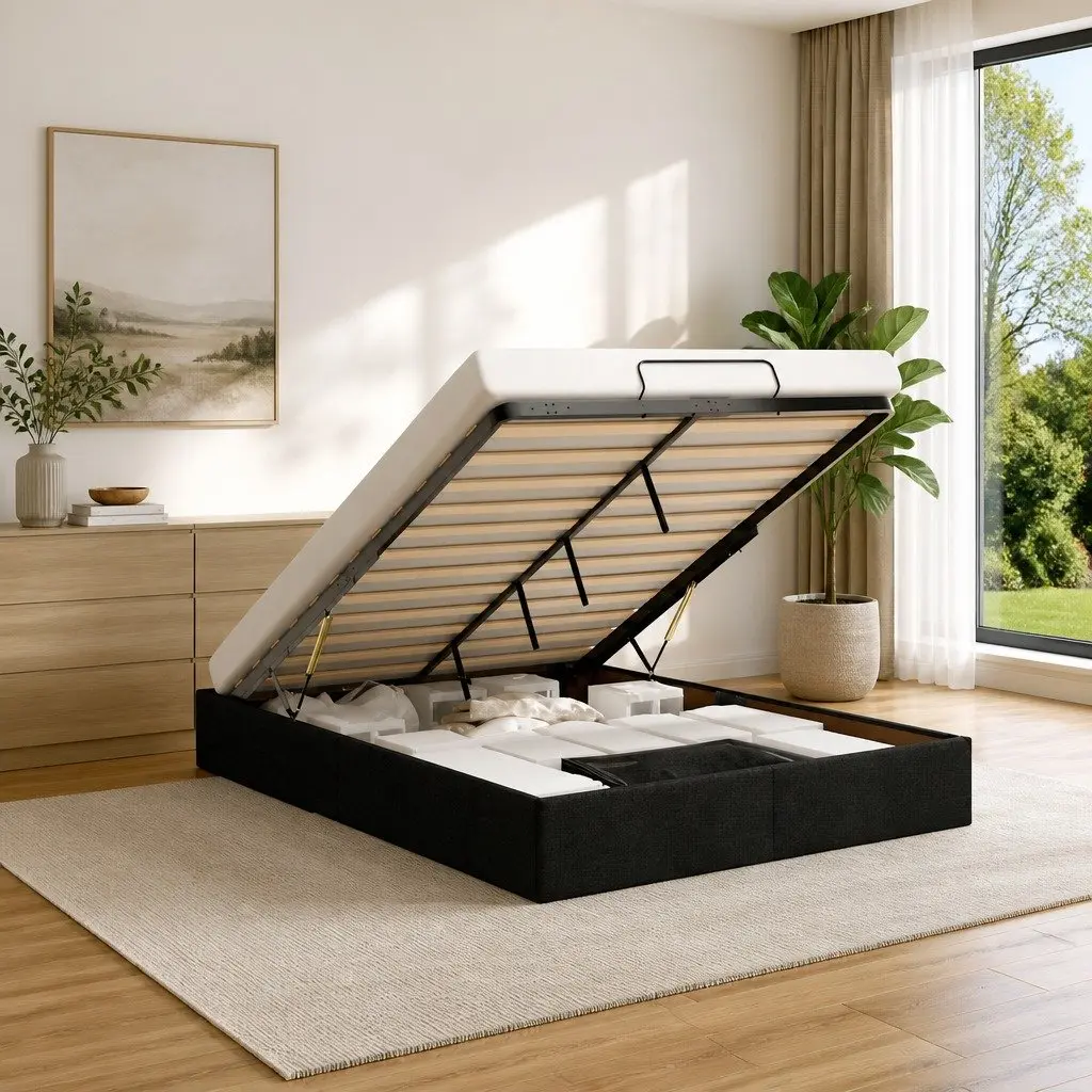 Queen Ottoman Storage Bed Frame with Lift Mechanism