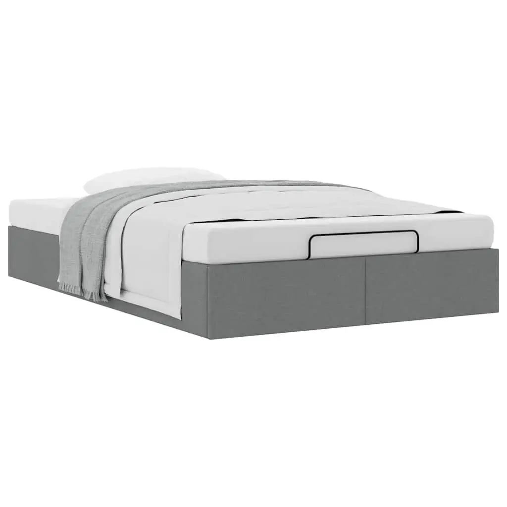 Ottoman Storage Bed Frame King Single Grey Fabric Lift Mechanism Under Bed