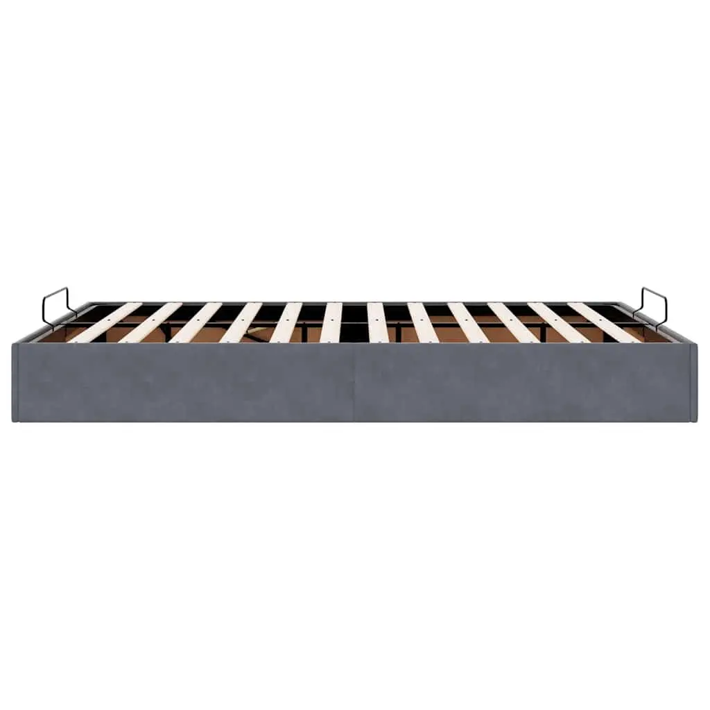 Ottoman Storage Bed Frame Double Size Dark Grey Velvet