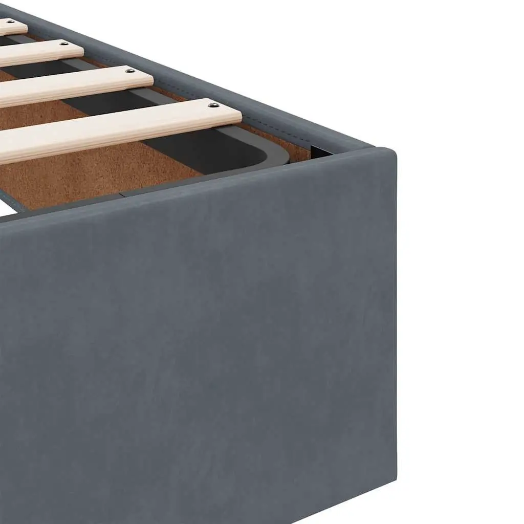 Ottoman Storage Bed Frame Double Size Dark Grey Velvet