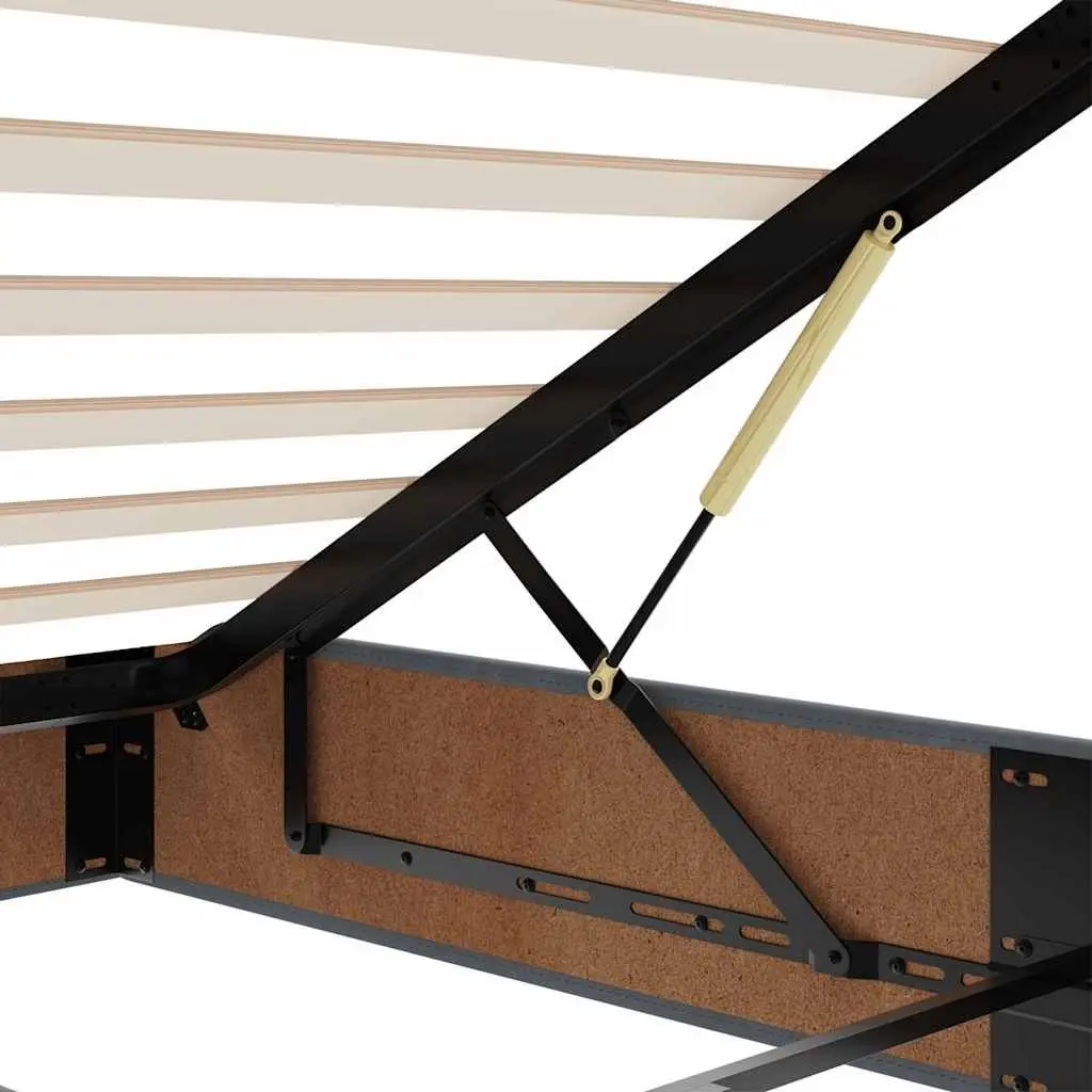 Ottoman Storage Bed Frame Double Size Dark Grey Velvet