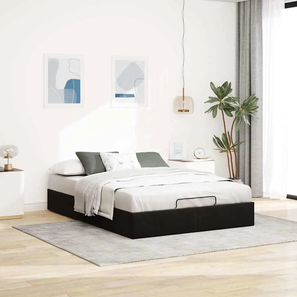 Ottoman Storage Bed Frame Double Black Velvet