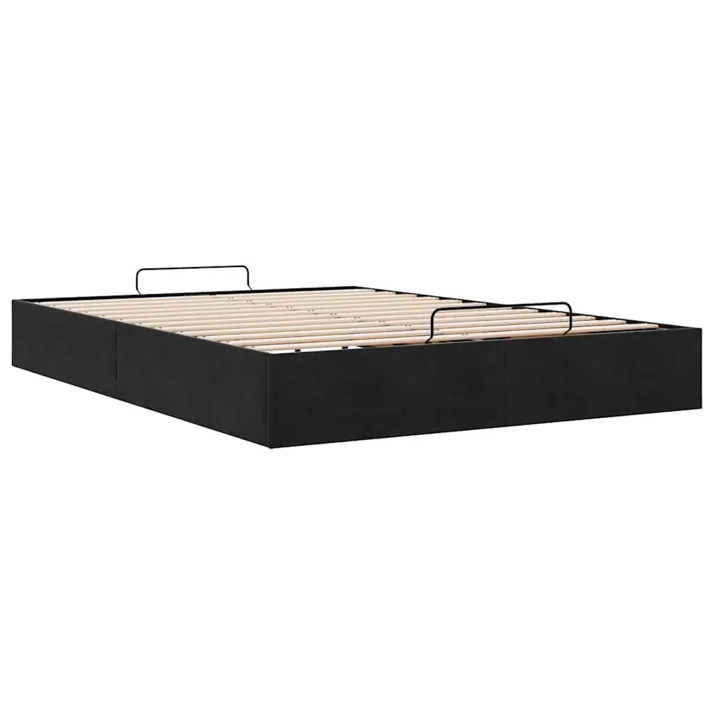 Ottoman Storage Bed Frame Double Black Velvet