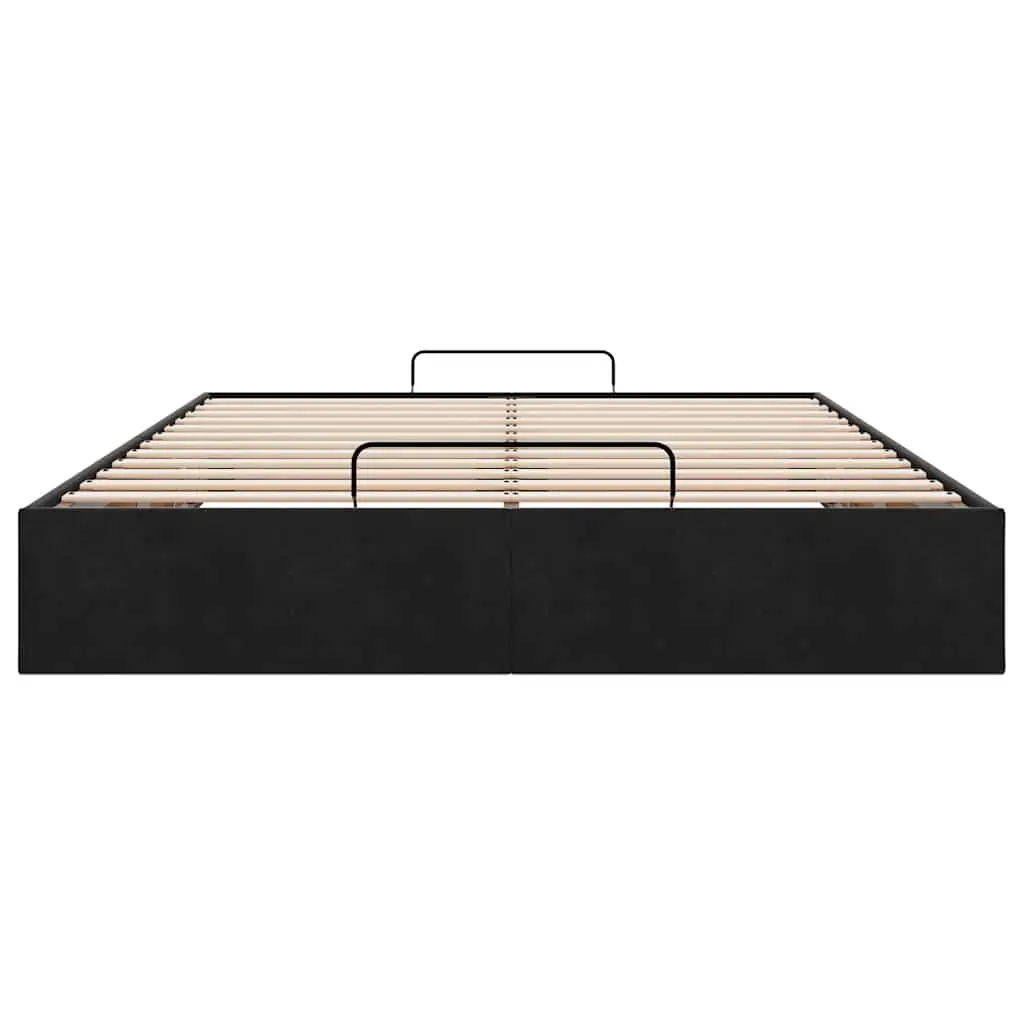 Ottoman Storage Bed Frame Double Black Velvet