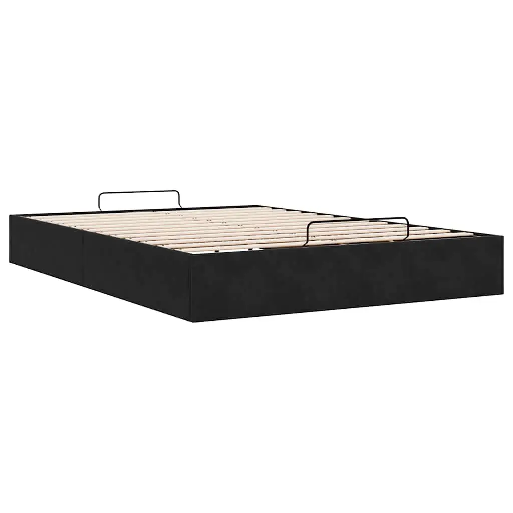 Ottoman Storage Bed Frame Double Black Velvet