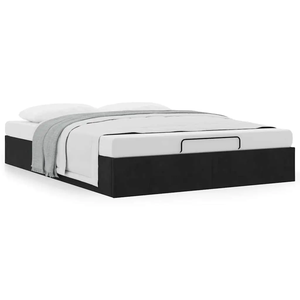 Ottoman Storage Bed Frame Double Black Velvet