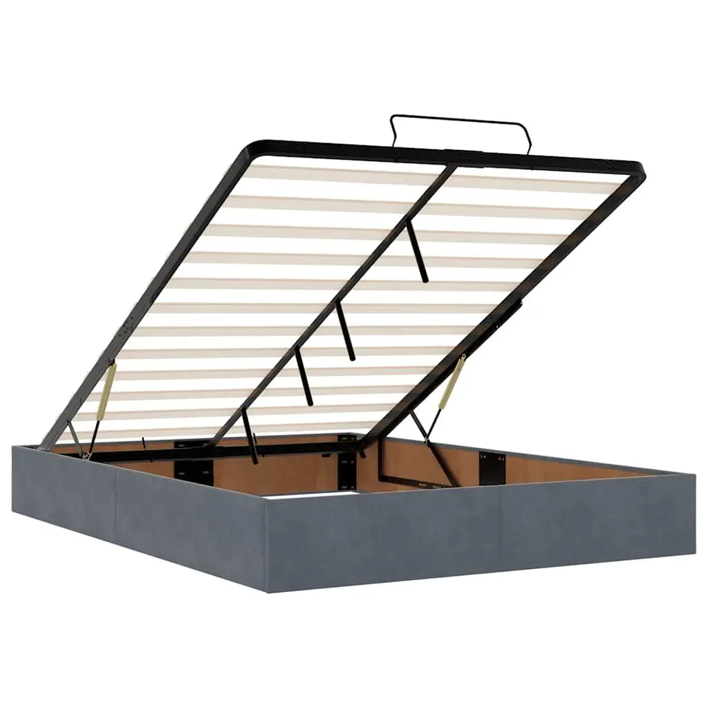 Ottoman Storage Bed Frame Queen Velvet Grey