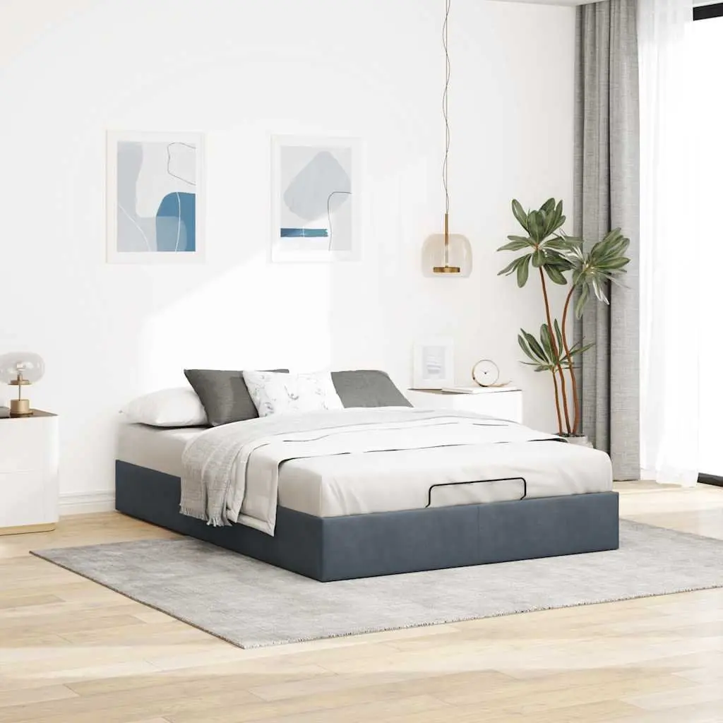 Ottoman Storage Bed Frame Queen Velvet Grey