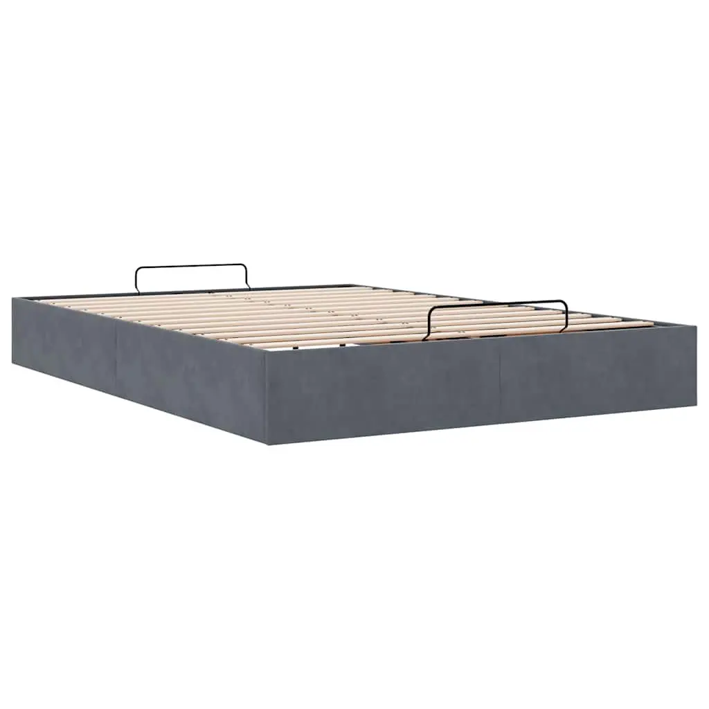 Ottoman Storage Bed Frame Queen Velvet Grey