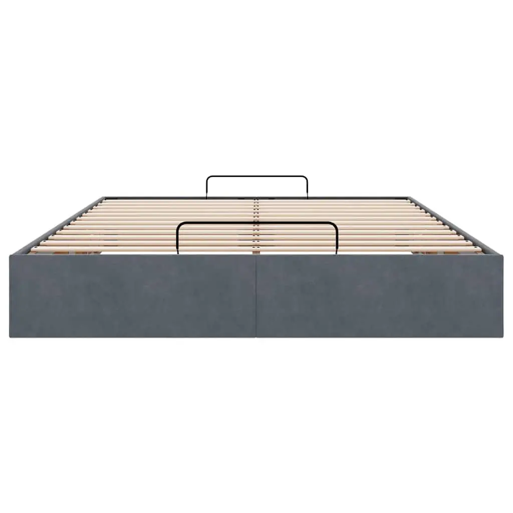 Ottoman Storage Bed Frame Queen Velvet Grey