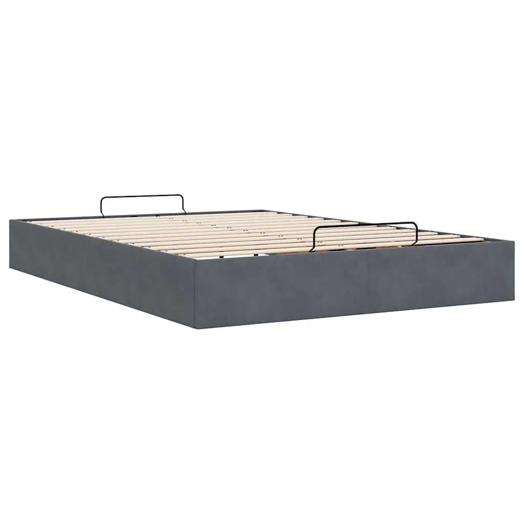 Ottoman Storage Bed Frame Queen Velvet Grey