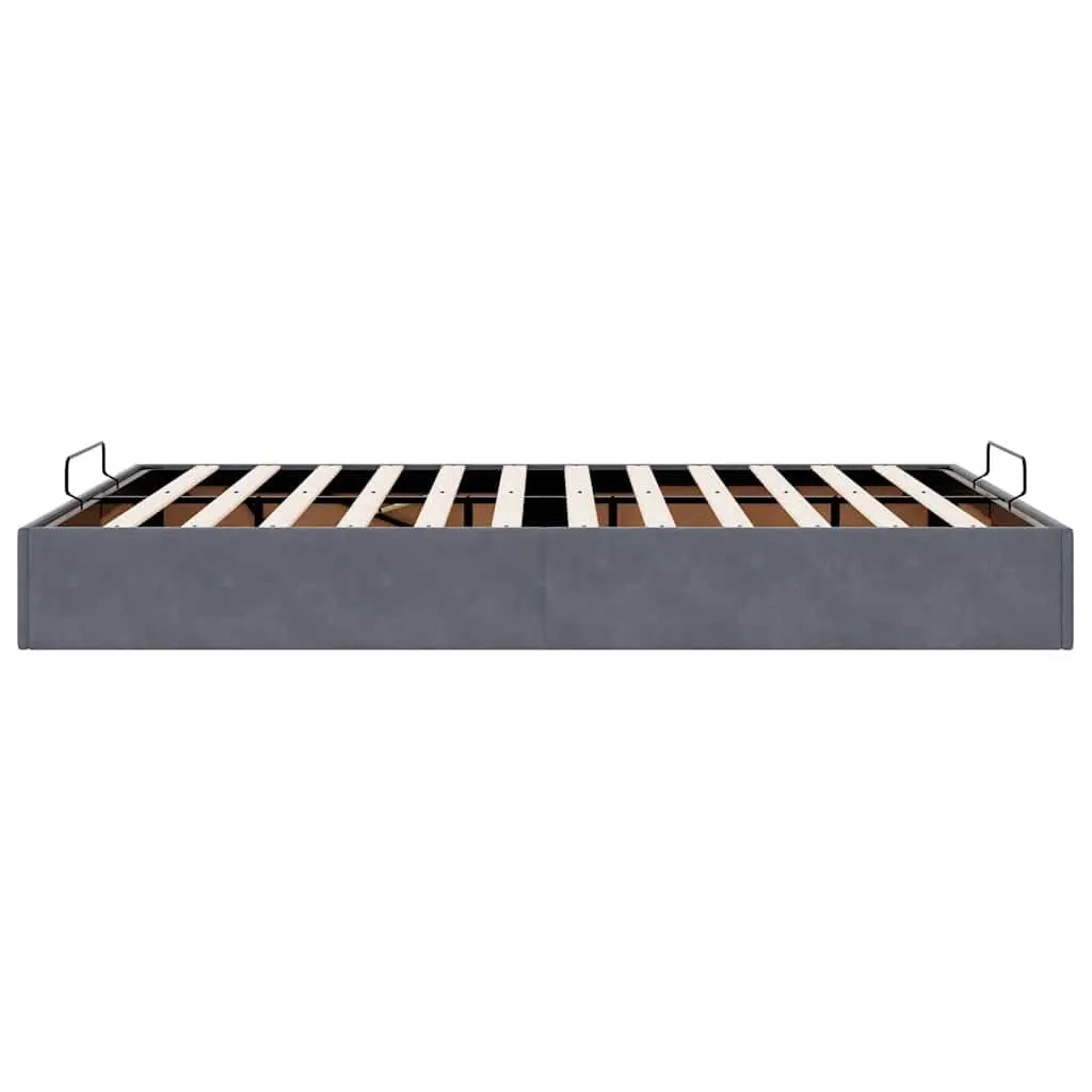 Ottoman Storage Bed Frame Queen Velvet Grey
