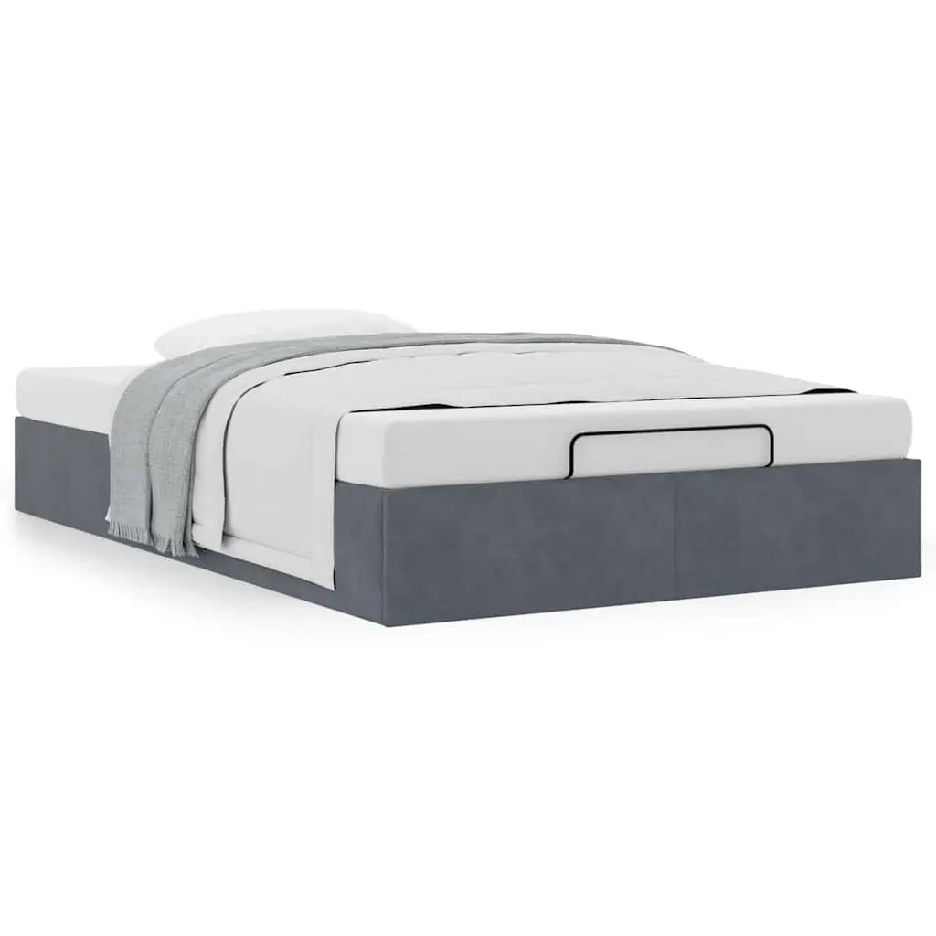 King Single Velvet Grey Bed Frame for Storage