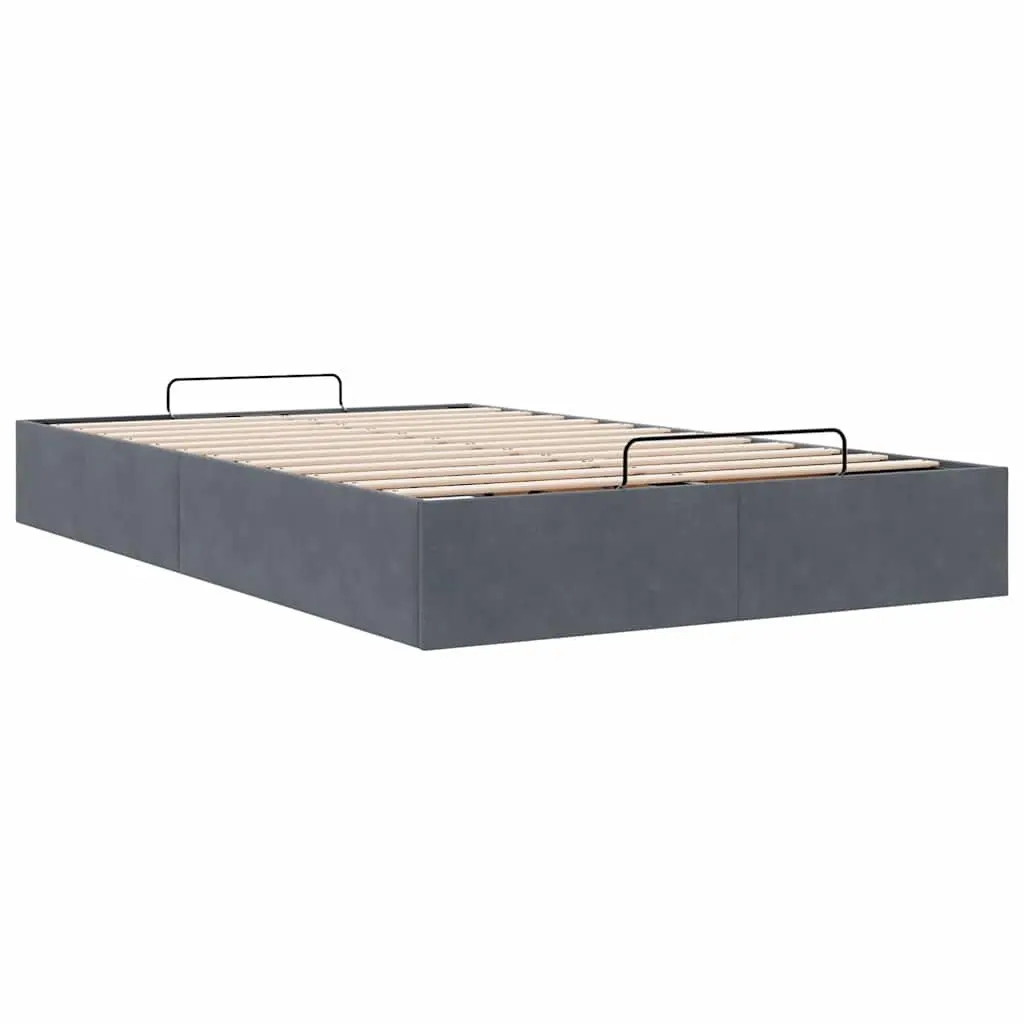 King Single Velvet Grey Bed Frame for Storage