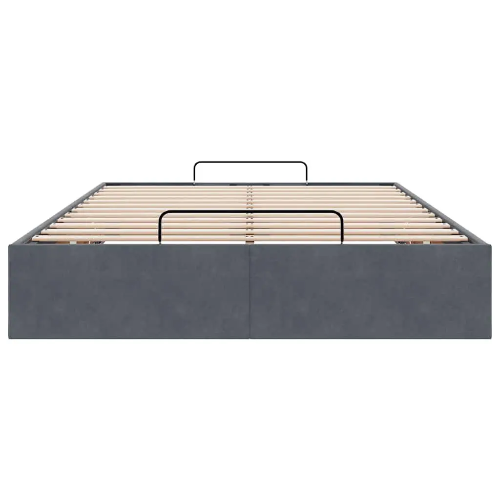 King Single Velvet Grey Bed Frame for Storage