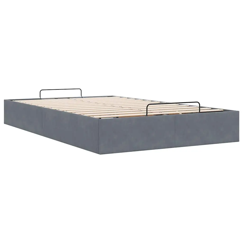 King Single Velvet Grey Bed Frame for Storage