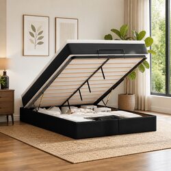 Comfortable Queen Ottoman Storage Bed in Black