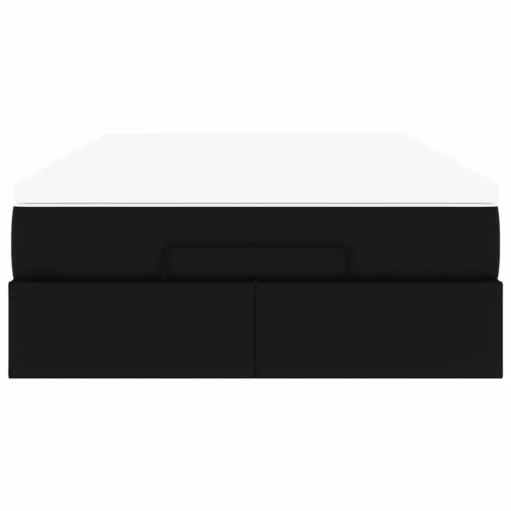 Ottoman Storage Bed Super Single Black Faux Leather