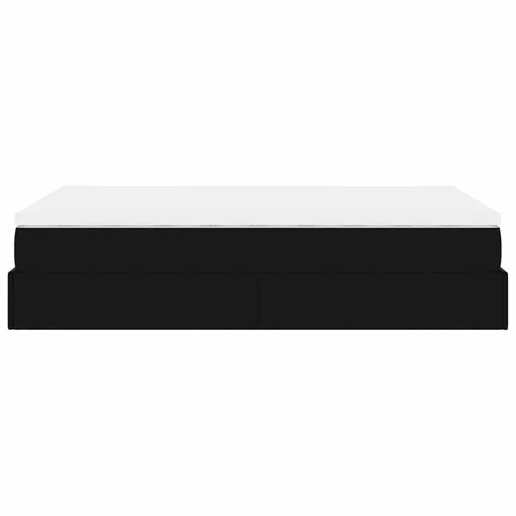 Ottoman Storage Bed Super Single Black Faux Leather