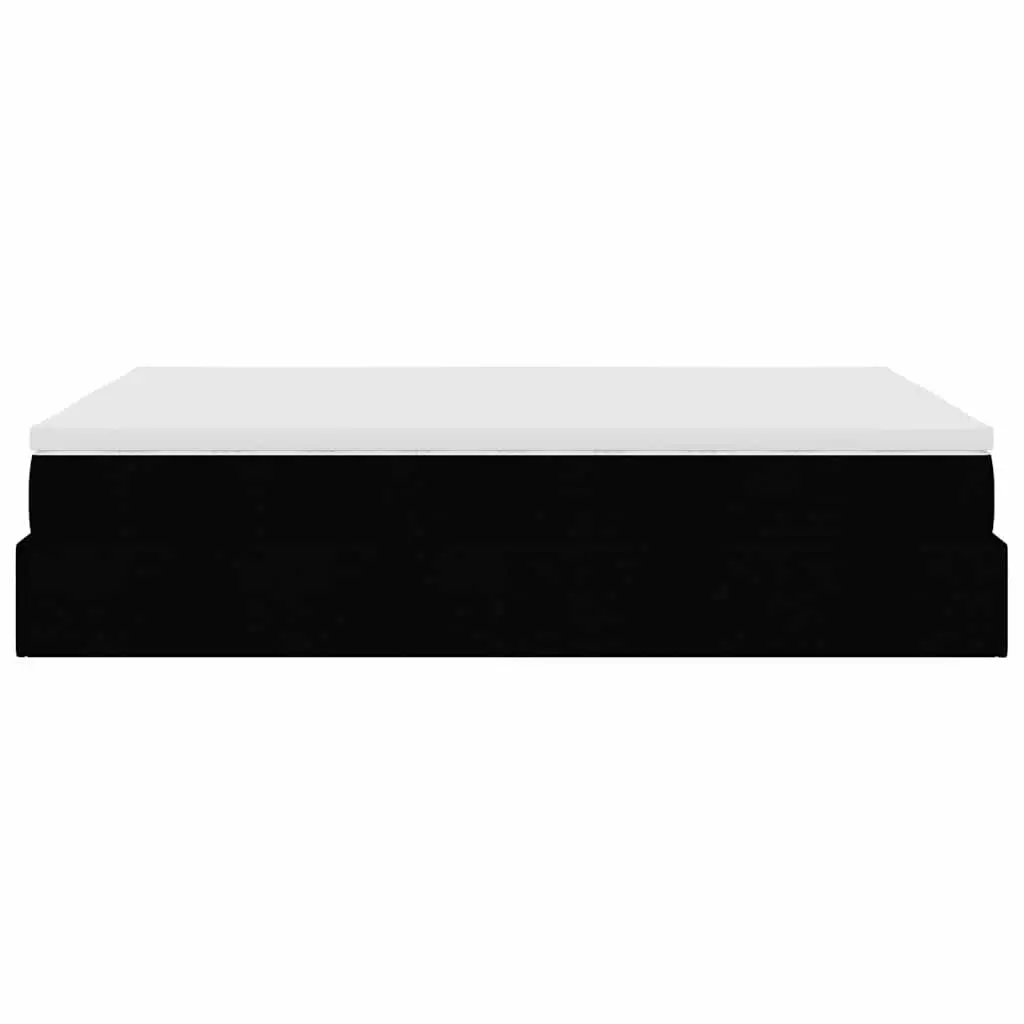 Queen Ottoman Bed with Pocket Spring Mattress Black Fabric Storage Lift Base